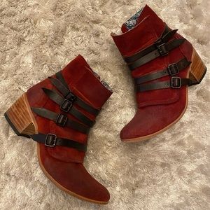 Freebird Wesson Red Suede Bootie